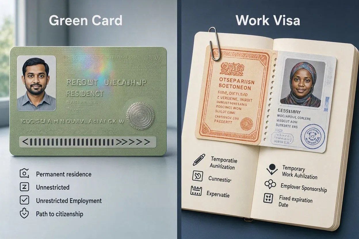 Green Card vs Work Visa: Key Differences Explained